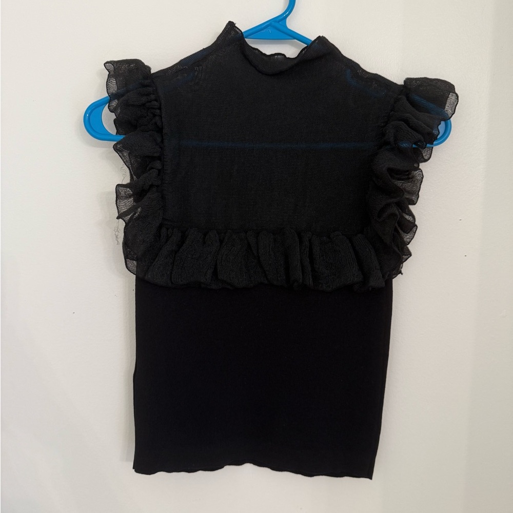 Zara Mesh Top Ruffle